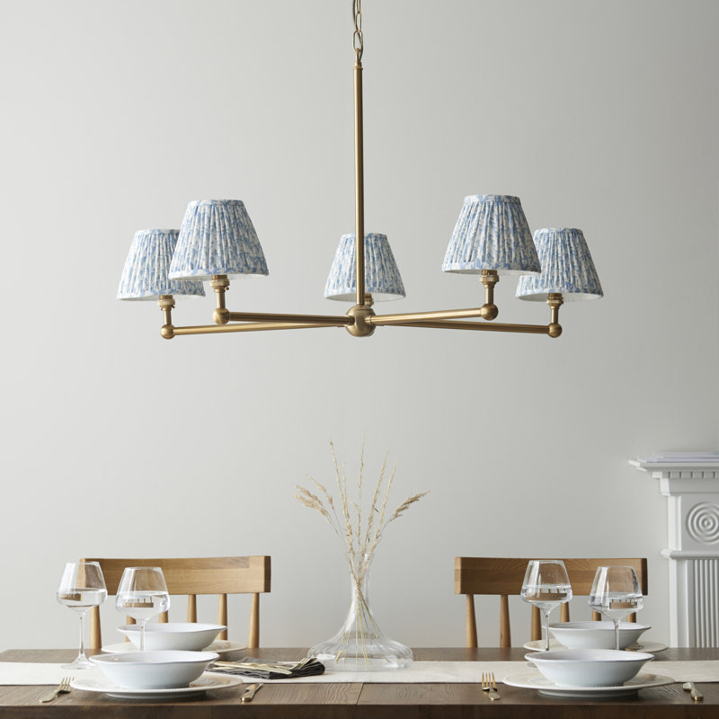 Santiago 5 - Light Waggon Wheel Chandelier, Blue