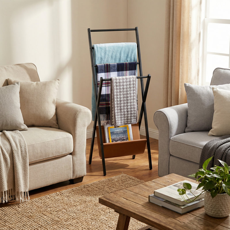 Échelle à 4 barres avec rangement en tissu et pour magazines
