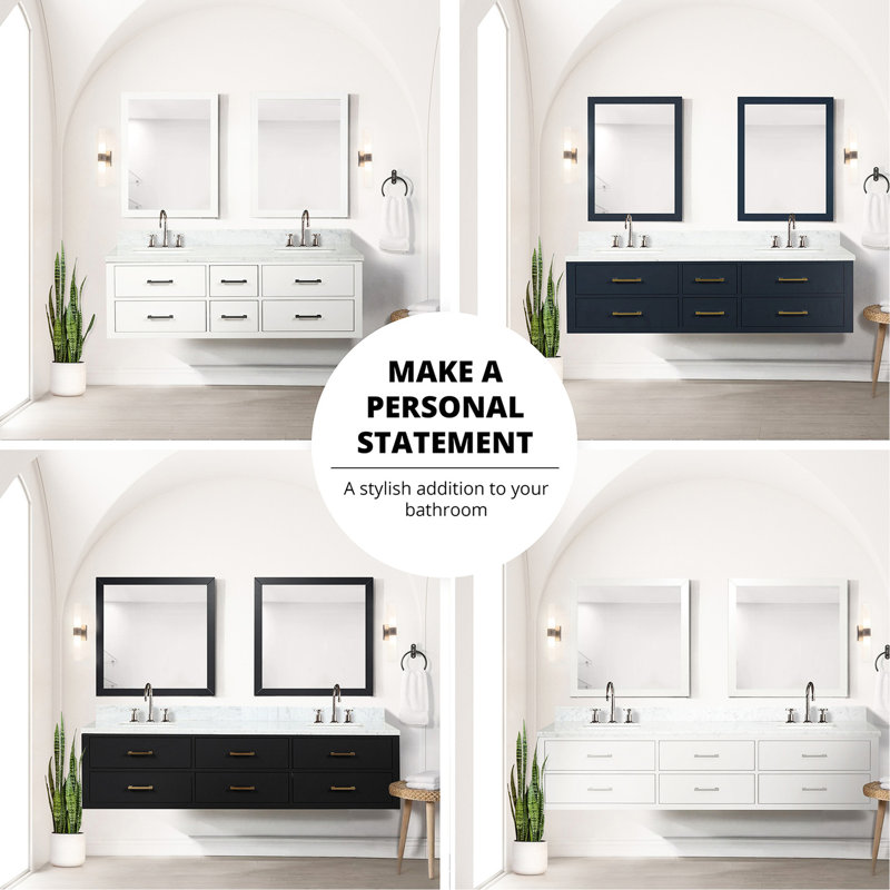Meuble-lavabo noir 30 po x 22 po avec plateau en marbre de culture captivant et cadre en bois massif X P 22 po, Noir