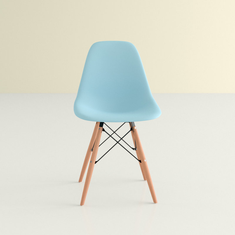 Chaise d'appoint en plastique Wrenshall, Bleu bébé / Naturel