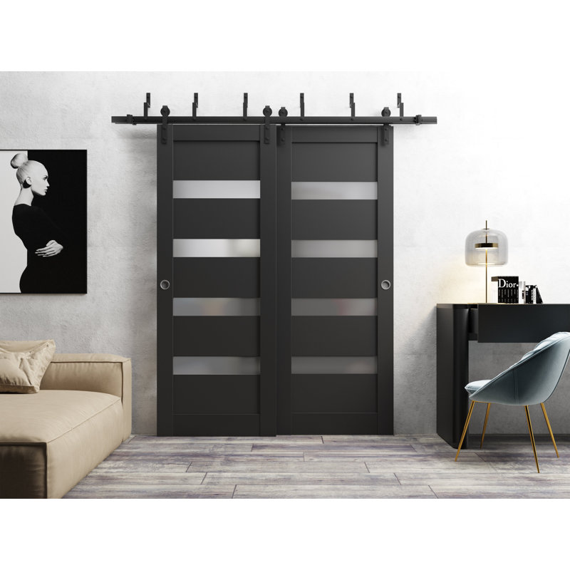 Portes noires en verre givré Quardo, 36 po x 84 po