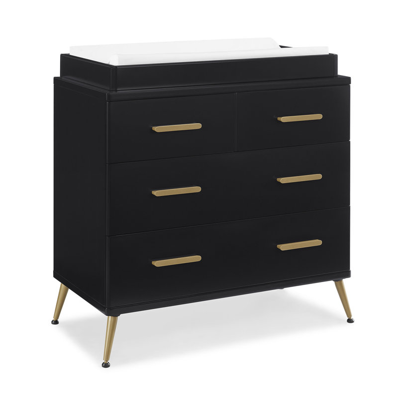 Delta Children Sloane 4 Drawer Dresser With Changing Top And Interlocking Drawers, Black