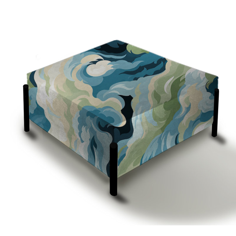 Coastal Concealment Flow - Grand repose-pieds carré abstrait