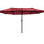 Très grand parasol de patio de 15 pi, double, rouge vin pour la terrasse, la piscine et les espaces de marché