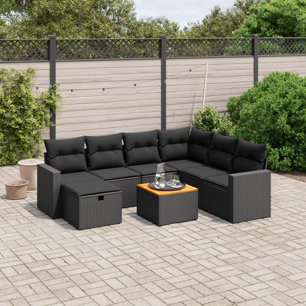 Vidaxl 8-Tlg. Garten-Sofagarnitur Mit Kissen Grau Poly Rattan