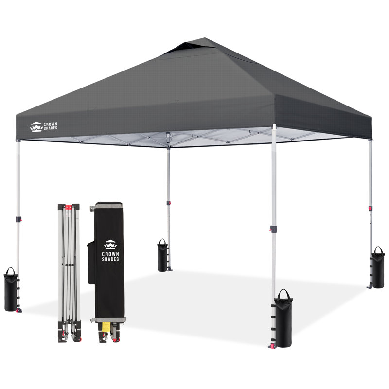 12 Ft. W x 12 Ft. D Metal Pop Up Canopy Party Tent with One Push Setup Grid Gray, Grid Gray