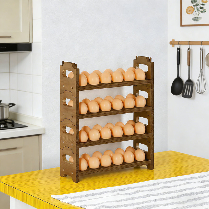4-Tier Wooden Egg Holder - Brown