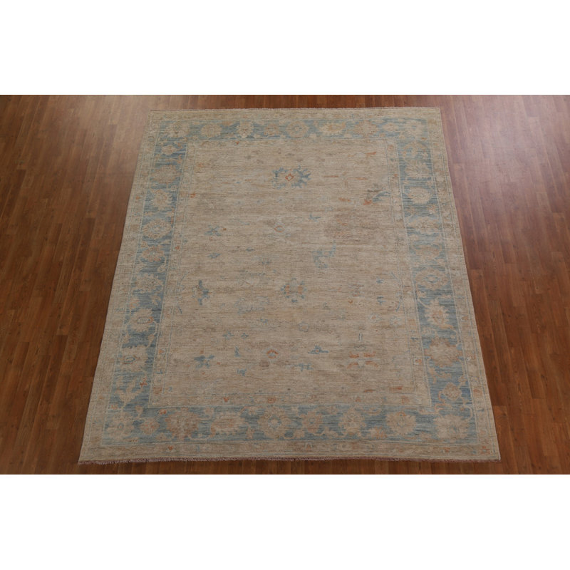 Tapis turc Oushak à motif végétal noué à la main 8 x 10