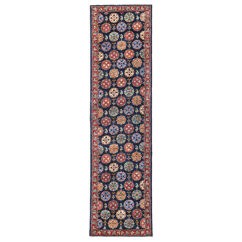 Tapis bleu marine / cramoisi unique 2 pi 7 po x 9 pi 7 po Khotan Garden