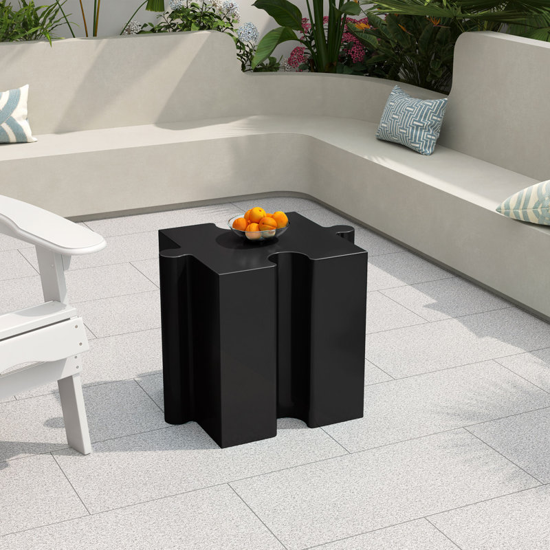Table d'appoint casse-tête, table modulaire à bord concave MGO, H 17,75 po x l 15,5 po x P 15,5 po, Noir
