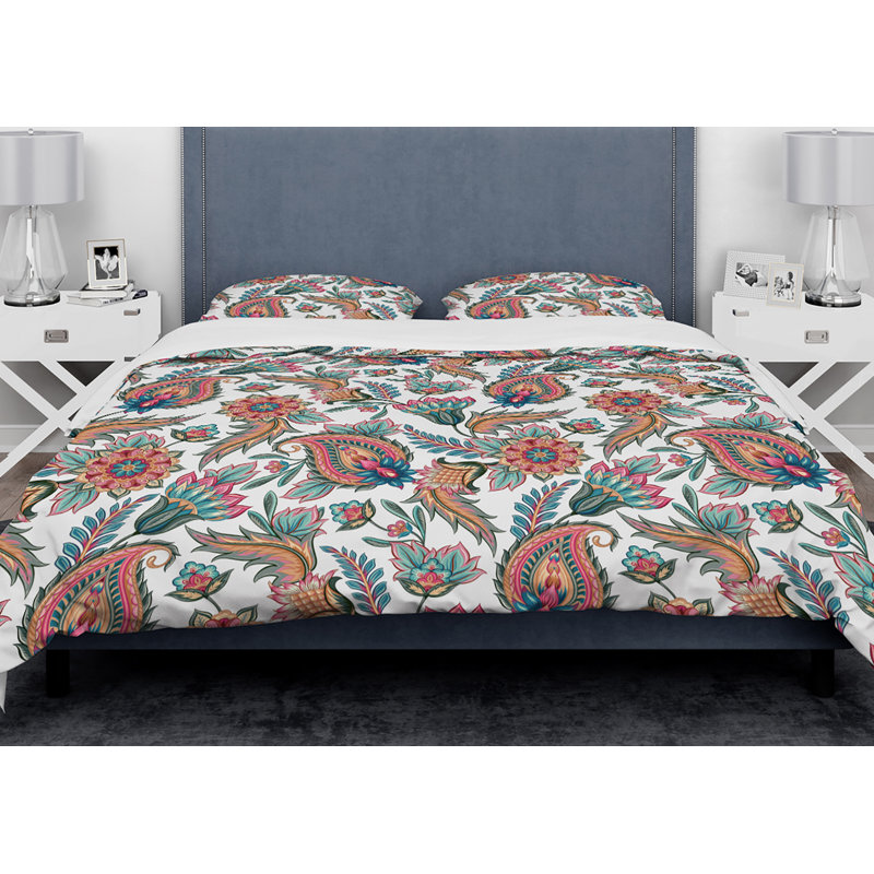 Ensemble de housse de couette floral designart colour, Housse de couette très grand + 2 taies décoratives