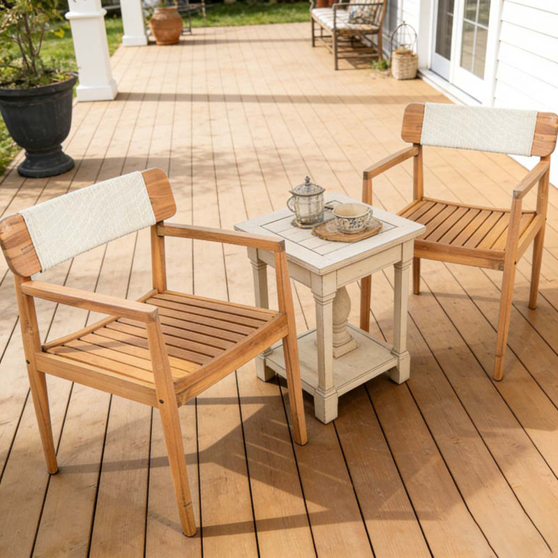 Chaise de patio, Teck, blanc