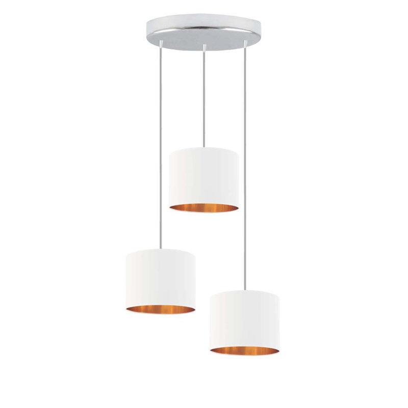 Ilana 3 - Light Drum Pendant, White, Chrome