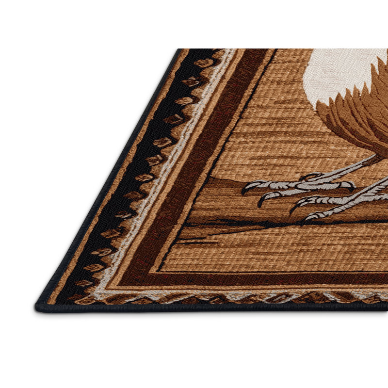 Washable Red whiskered Bulbul Birds Area Rug, Rectangle 4' x 6'