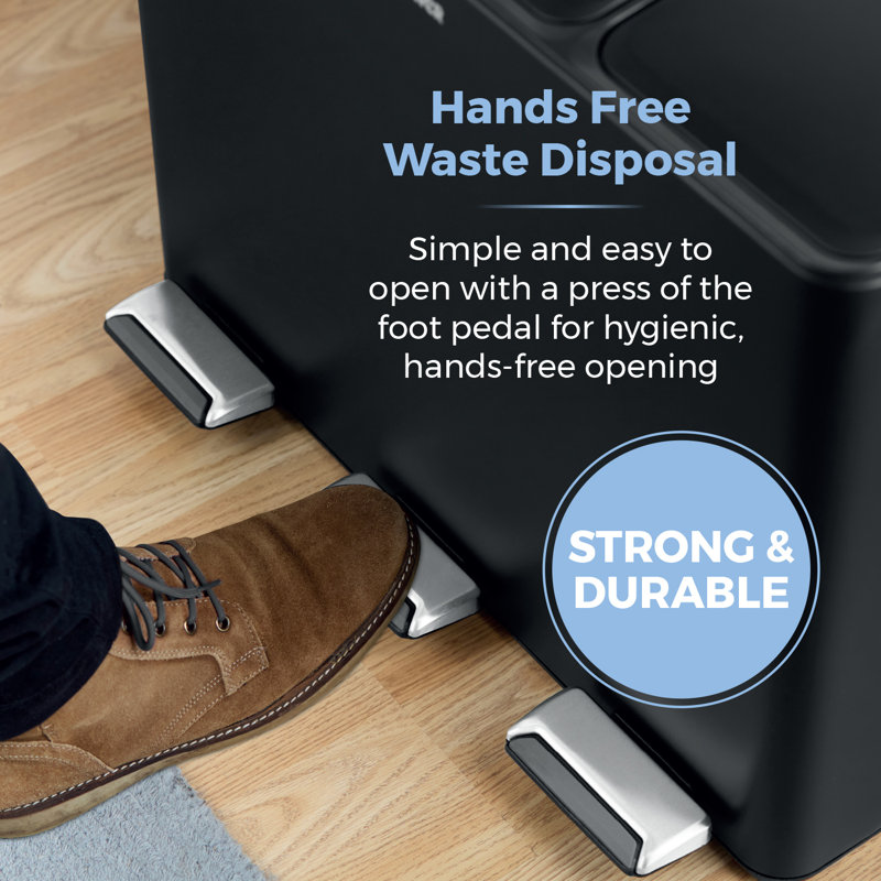 45 Litre Step On Recycling Bin, Black