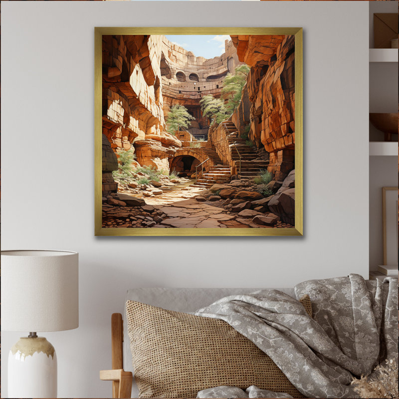 Canyon Pointillism I, Cadre doré à une seule photo, H 16 po x l 16 po x P 1 po