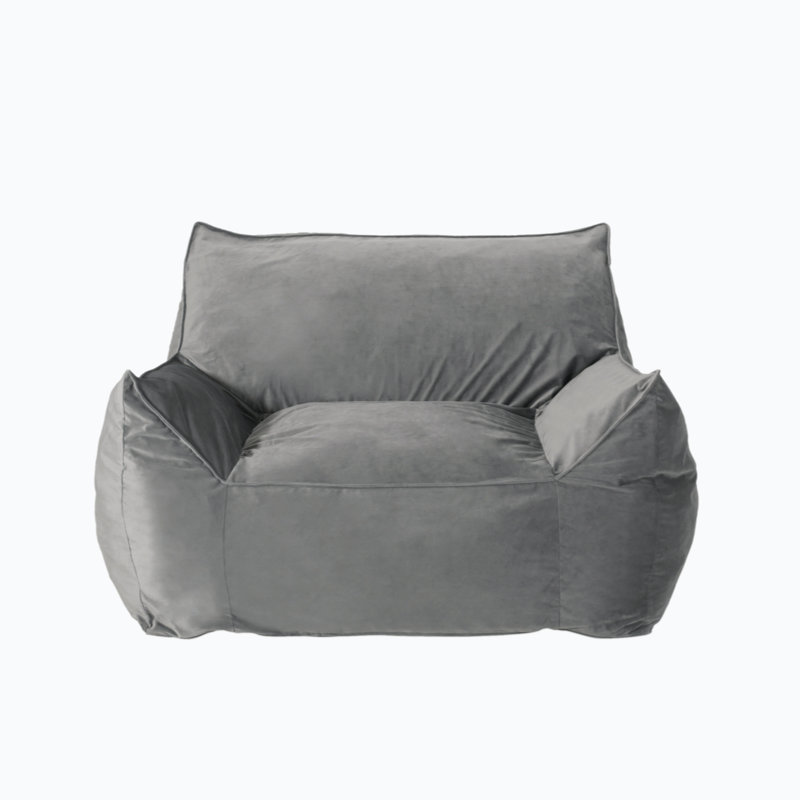 Grand fauteuil à billes et chaise longue en velours, Velours gris