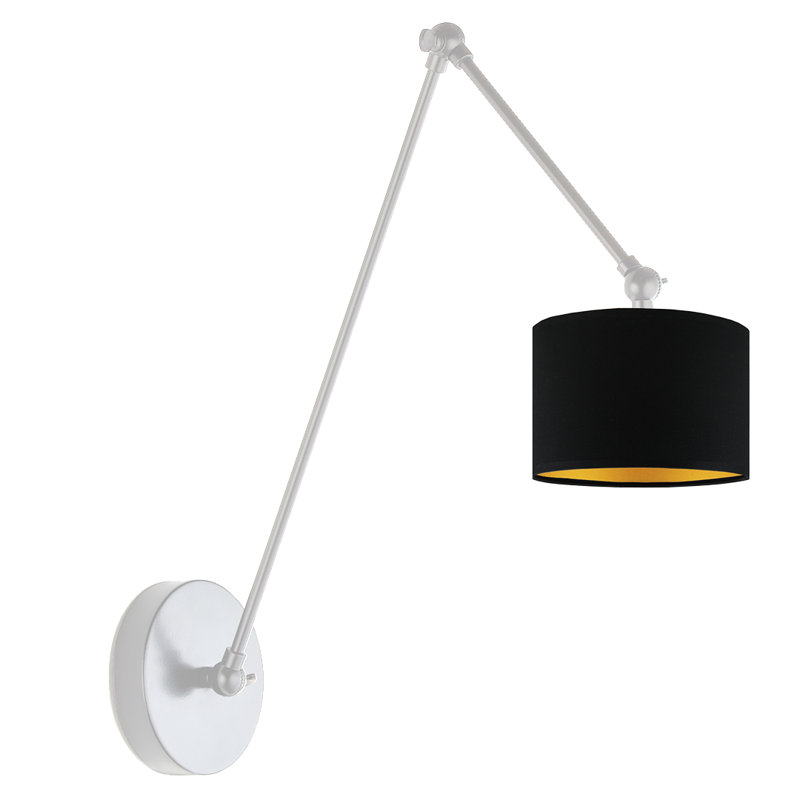 TESNUS GOLD Swing Arm Sconce, Silver, Black/Gold