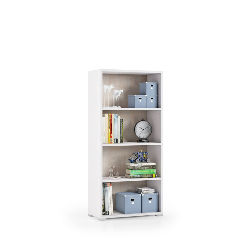 Gurteerith 130cm H x 60cm W Standard Bookcase, White/Oak