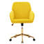 Fauteuil de bureau Ty avec coussin et base dorée, velours jaune vif pour une ambiance luxueuse confortable en jaune ensoleillé, base dorée stable