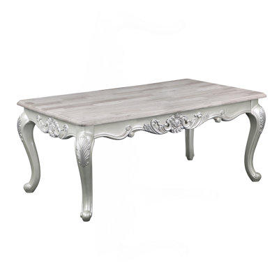 Traditional Style Coffee Table Made With Wood In Silver Finish