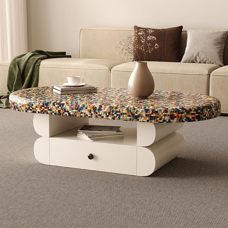 wind small apartment rainbow coffee table, Cream, 16.92" H x 51.18" L x 27.55" W