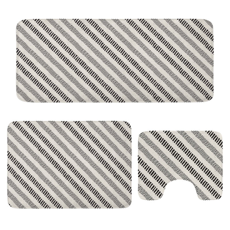  Ensemble de tapis géométriques pour salle de bain 3 pièces
