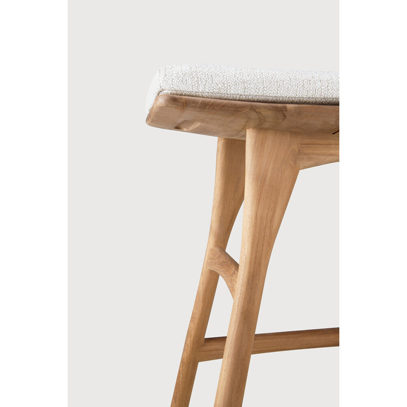 Osso Outdoor Teak Bar Stool, Off White