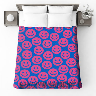 Smiley Faces Quilted Thin Bedspread