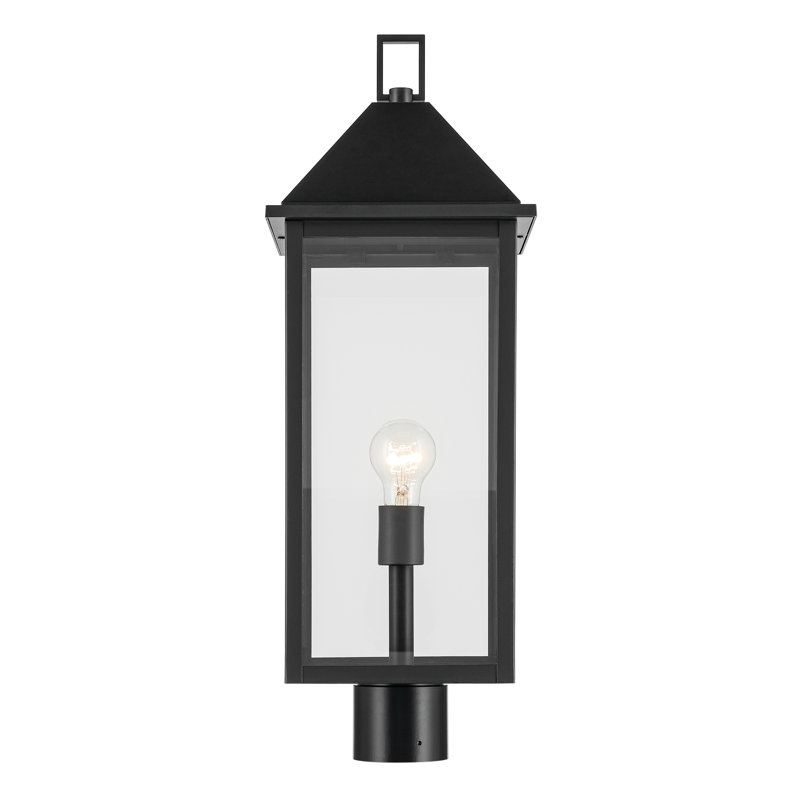 25" 1-Light Outdoor Post Light with Clear Glass, Satin Black