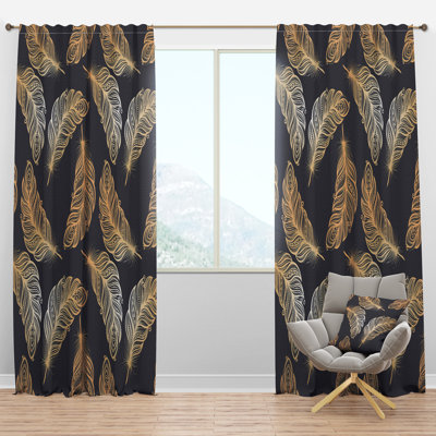 Panneau de rideau simple semi-diaphane avec passe-tringle Southwestern Feathers