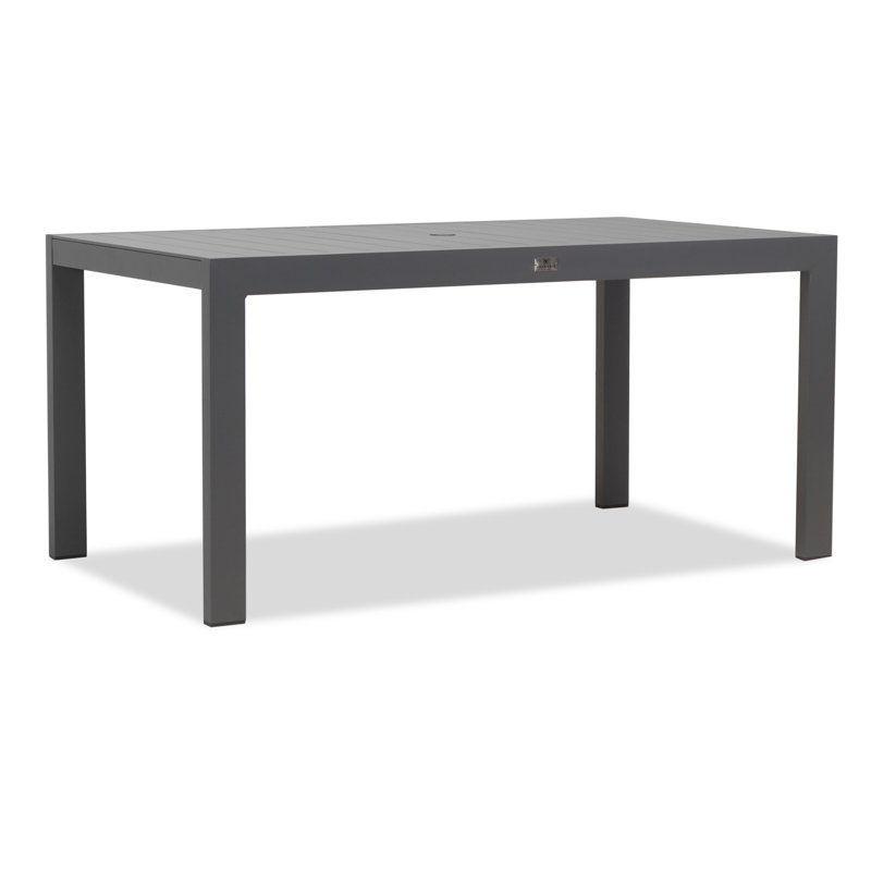 Classic Aluminum 8-Seater Square Dining Table, 29.5"H x 35.5"D x 63"W, Slate