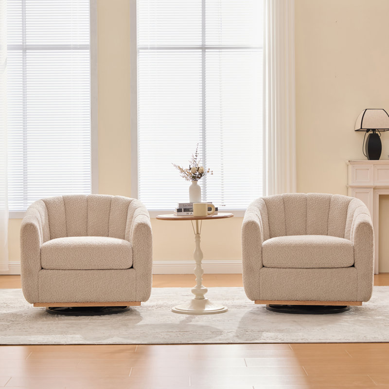 Fauteuil demi-tonneau pivotant surdimensionné (ensemble de 2), Blé