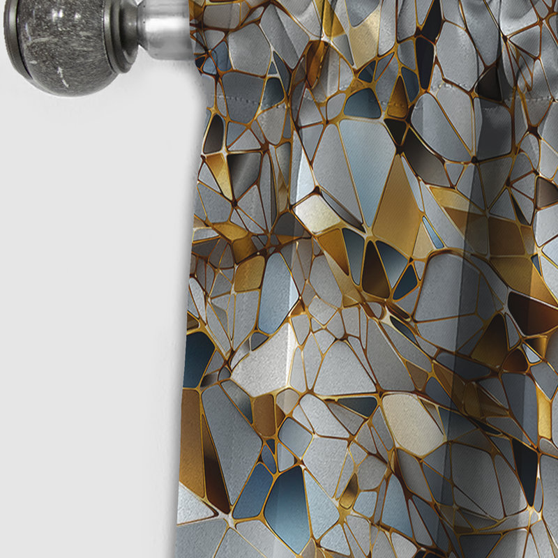 Marbre blanc et doré géométrique Glam I - Rideau occultant en velours marbre marbre abstrait - 1 panneaux, L 52 po x L 108 po