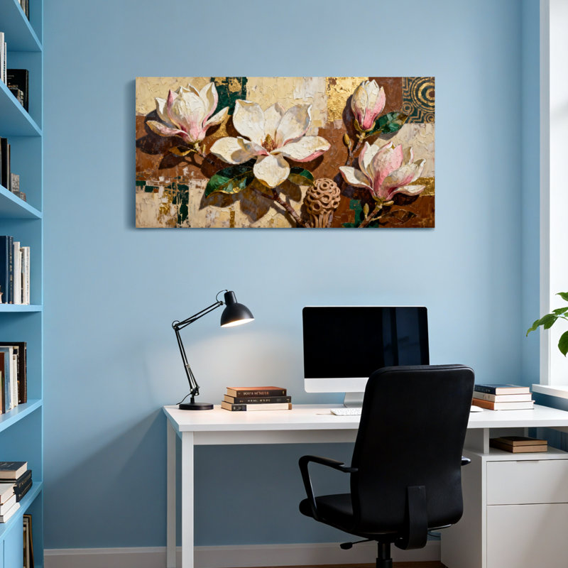 «Plants & Flowers Magnolia Flowers», reproduction d'art sur toile artistique, H 16 po x l 32 po