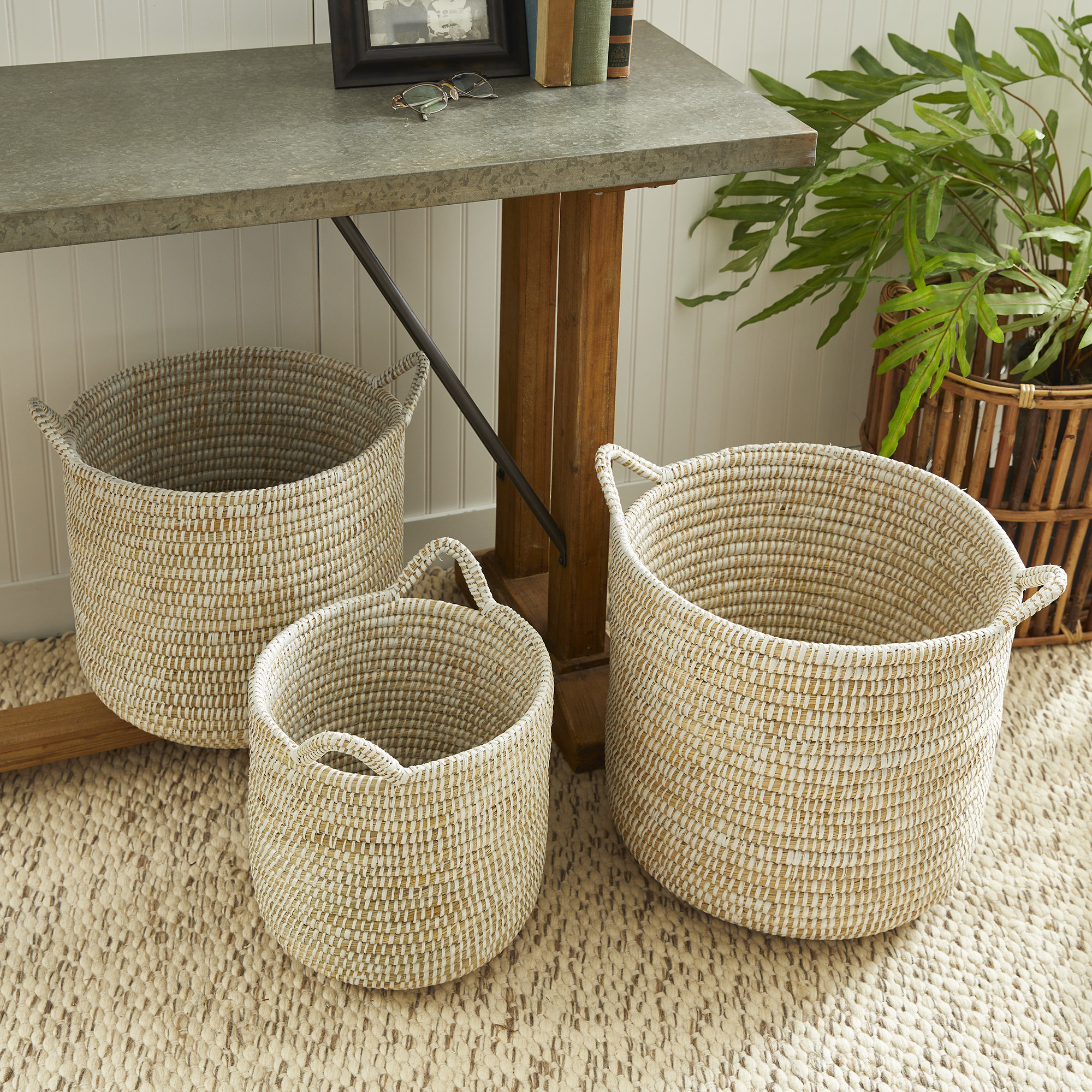 Napa Home & Garden Seagrass Small Square Baskets, Set of 3