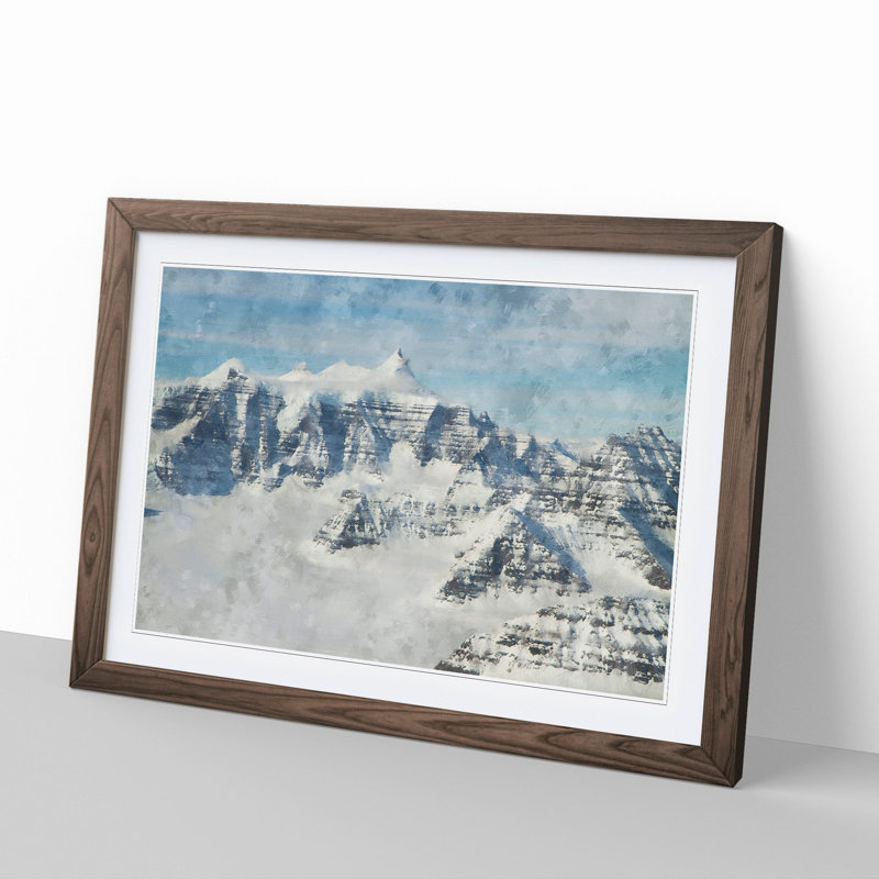 Mountain Ridges of Greenland - Framed Print, 27cm H x 36cm W x 2cm D, Walnut Framed