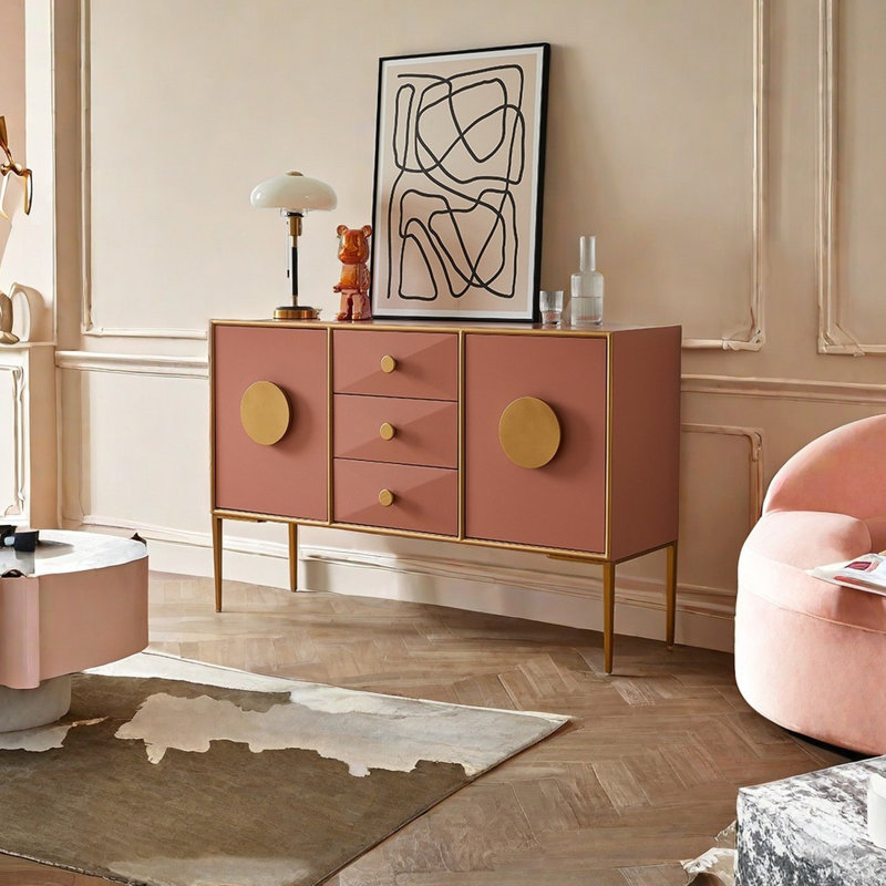 Stylish Adjustable Storage Sideboard, Pink