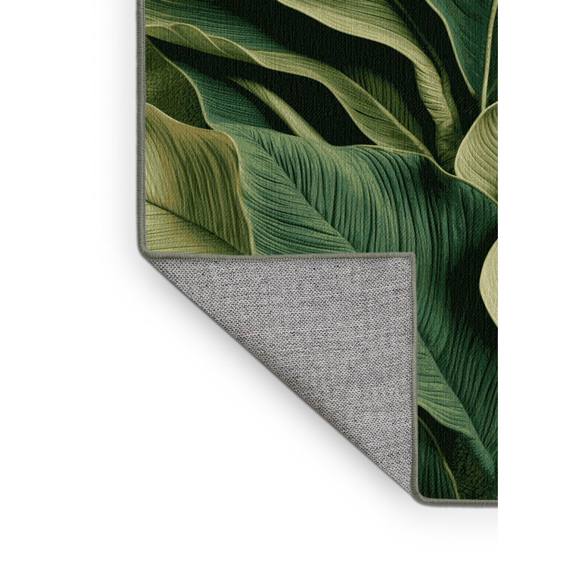 Tapis vert botanique lavable à la machine, Rond 8 pi
