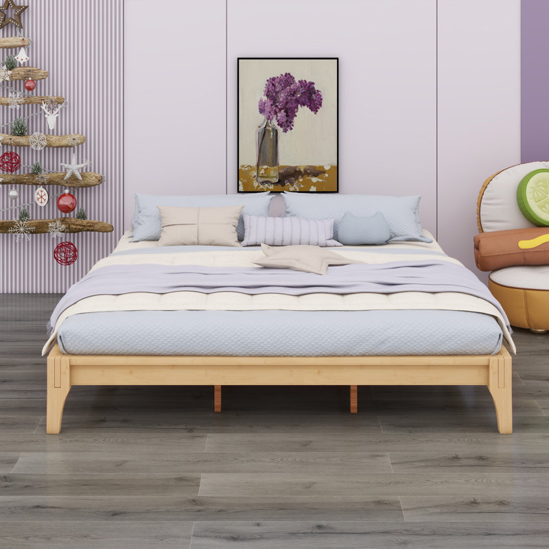 Bamboo Wood Platform Bed Frame, Natural