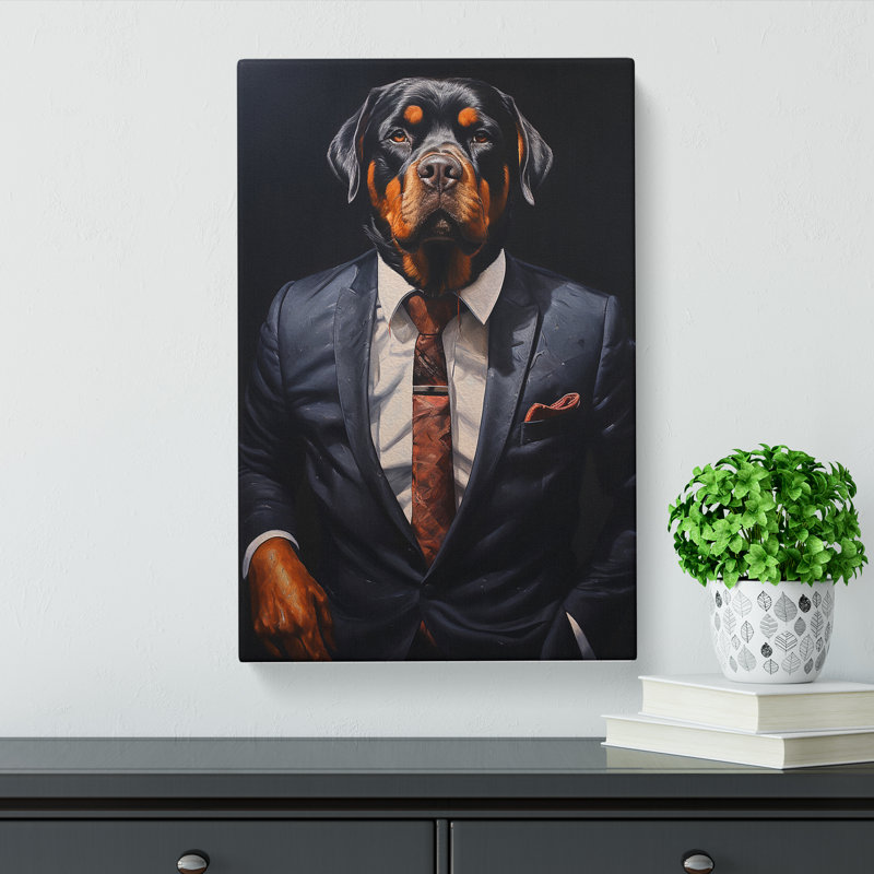 Rottweiler In A Suit No.2 - Wrapped Canvas Print, 76cm H x 50cm W x 3cm D