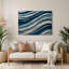 Art mural horizontal rayé gris cobalt en métal bleu clair-1606653507