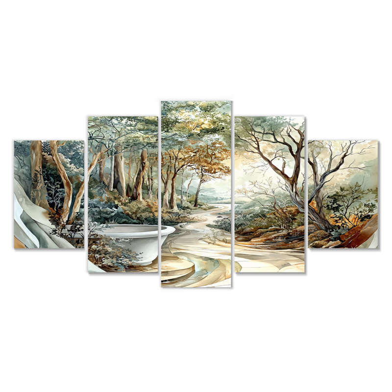 Ensemble d'art sur toile vert et brun Bath Haven I