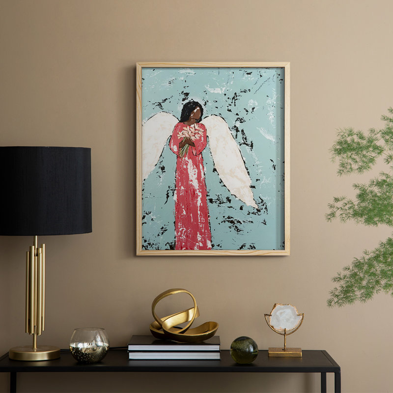 EarthlyAngelI, reproduction encadrée - bois massif, H 21 po x l 17 po, Naturel