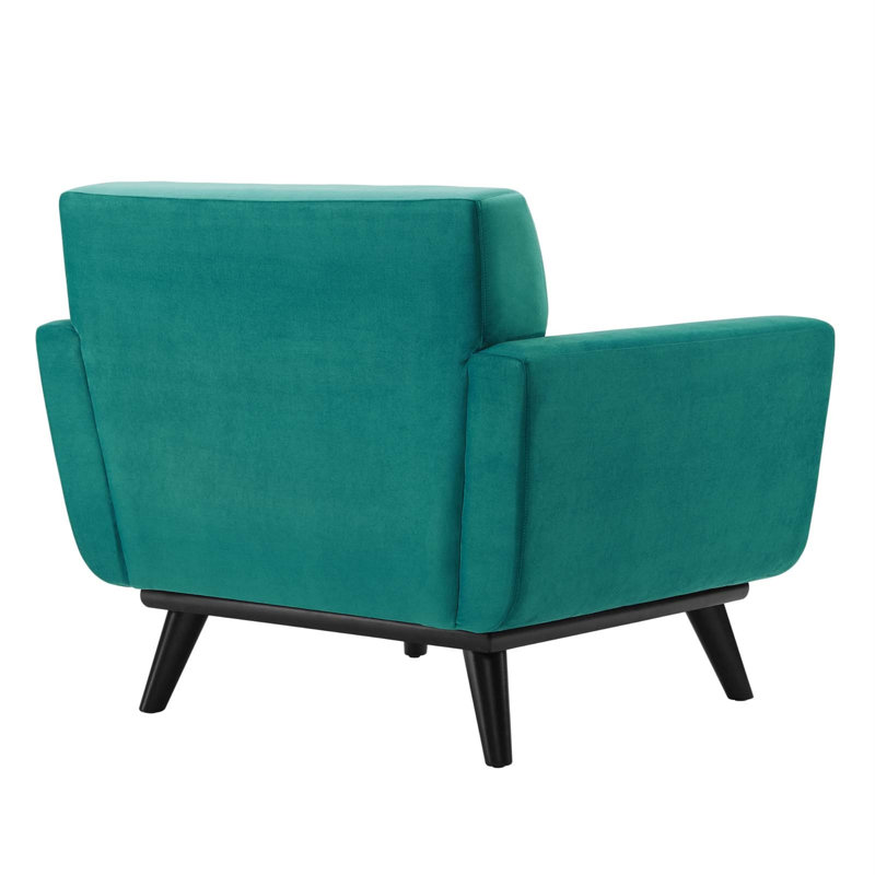 Modway Engage Channel Tufted Performance Velvet Armchair, Teal Velvet