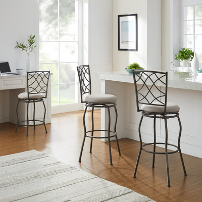 Norcatur Swivel Upholstered Adjustable Height Counter Stool with Metal Frame