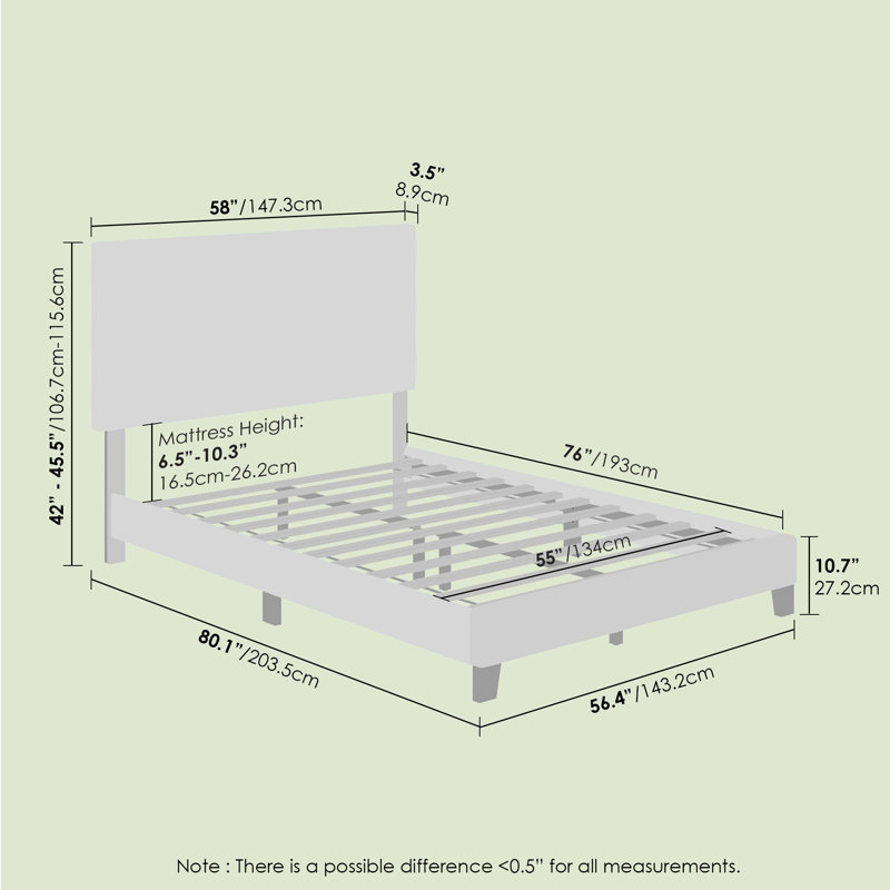 Magin Upholstered Platform Bed, Full, Gray