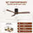 52" Smart Black Flush Mount 3-Blade Solid Wood Ceiling Fan (No Light), With Smart Speakers/Apps/Remote Control-1809600274