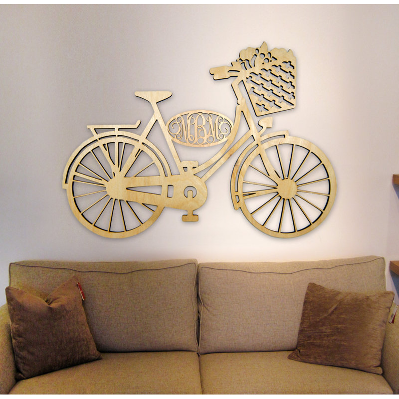 Décoration murale personnalisée 3 lettres vélo, H 12 po x l 9 po, Oui