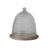 Reclaimed Etched Glass Beehive Shaped Cloche With Mango Wood Base
